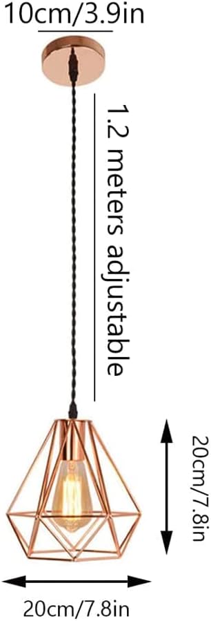 YUEGOO Chandeliers,American Style Metal Cage Chandelier Lampshade,Industrial Style Metal Wrought Iron Lamp,Semi-Recessed Office Hanging Light for Living Room,Kitchen Island,Home Dec