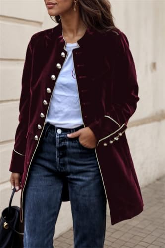 Women's Velvet Button Down Blazer Jackets Dressy Casual Notched Collar Pea Coats Office Overcoats Outfits Outerwear for Women2