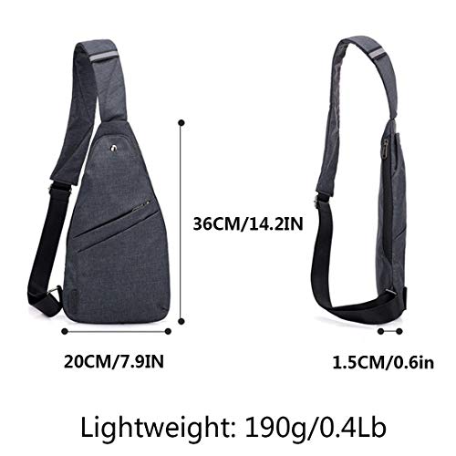 Tolog Sling Bag Anti-Thief Crossbody Personal Pocket Bag Lightweight Chest Shoulder Backpack For Travel Hiking (Dark Grey) #TOP1