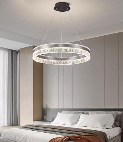 Plafonnier LED variable 60cm gris LWX lustre moderne réglable télécommande