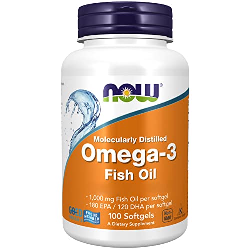 Now Foods, Molecularly Distilled Omega-3 (Omega-3 Destilado Molecularmente), con EPA y DHA, Alta Dosificación, 100 Cápsulas blandas, Testado en Laboratorio, Sin Soja, Sin Gluten, No GMO