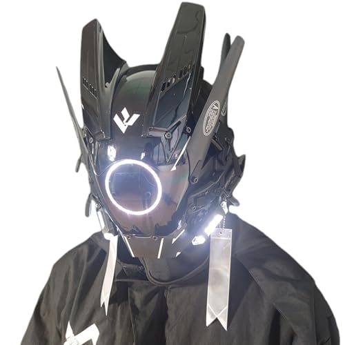 Masque punk cyber LED blanche Jorzer casque cosplay cadeau idéal pour fête Halloween