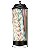 BIGINIWA Glass Straw Holder Dispenser w/Lid, Clear Container for Counter