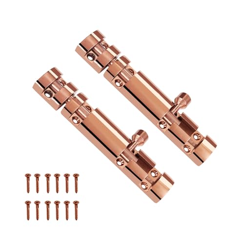 Image of VOLO Aluminium Tower Bolt with Stainless Steel Rod - Heavy Duty Door & Window Latch for Home and Office | Main Door Tower Bolt | Kundi /Chitakini | Pack of 2 Pieces (Rose Gold, 4 Inch)