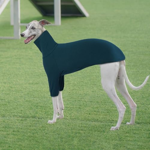 Whippet Mantel - Pyjama Sweater Jacke Kleidung für Italienische Windhunde - Warme Hundeweste Sweatshirt (Blau, S)