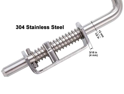WOOCH 304 Stainless Steel Spring Pin Latch Lock Assembly for Doors,Chests,Cabinets and Utility Trailer Gate - Heavy Duty (6.5\",2 Pack)