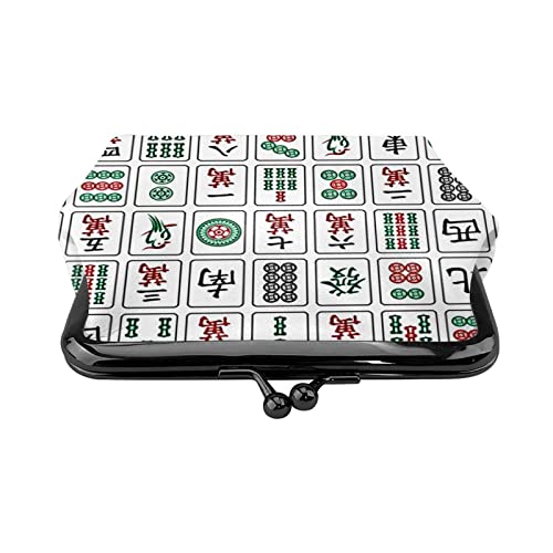 Pu Leather Buckle Coin Purse Mahjong China Culture Hipster Girls Kiss-Lock Change Purse Wallets2