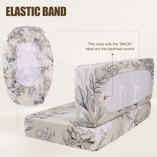 Image of SearchI RV Dinette Cushion Covers, Stretch Camper Cushion Slipcovers for Travel Trailer Couch RV Booth Seat, Replacement Camper Sofa Chair Protector (2 Backrest Cover & 2 Bench Cover, Flower Shadow)
