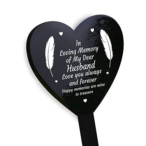 Red Ocean Husband Memorial Grave Marker | In Loving Memory Acrylic Heart Graveside Gravestone Stake | Husband Remembrance Plaque Graveside Decoration Gift