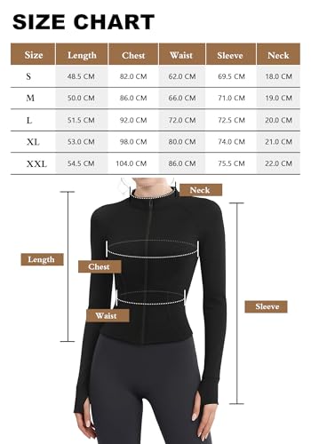 EIISSION Sportjacke Damen Laufjacke Sport T-Shirt Gym Top Oberteil Jacke Yoga Langarm Weiß Trainingsjacke Winter Fitness Sportshirt Sweatjacke Reissverschluss Laufshirt mit Daumenloch S