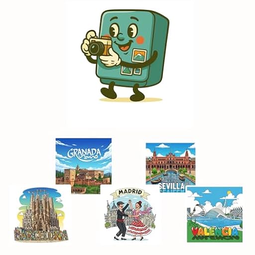 Pack de 5 imanes Decorativos para Nevera o Pizarra magnética. Medidas 7x7 cm | Diseños Divertidos y Originales | Regalo Ideal para casa, Cocina u Oficina – Frigo Imanes (Ciudades Españolas Ver.2) | Ya disponible en tu tienda friki favorita! En mundofriki.es!