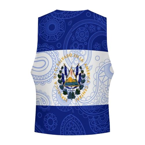 El Sal-vador Flag Paisley Pattern Novelty Men's Suit Vest Casual Formal Dress Vests Business Waistcoat4