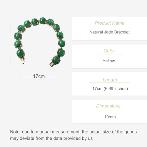 14K Gold Natural Jade Bracelet，Stunning Green Gemstone for Women2