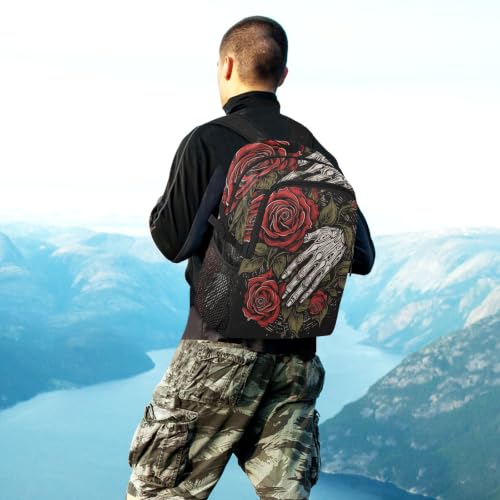Sac à dos de randonnée pliable crâne main roses léger et imperméable
