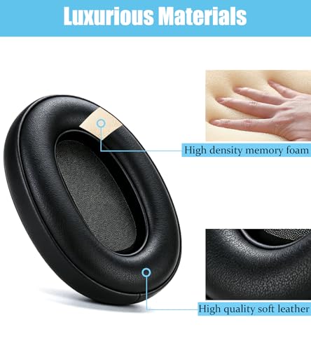 Almohadillas de repuesto compatibles con Sony WH-XB900N | Almohadillas de alta densidad y aislantes de sonido, color negro, piel de proteína suave miniatura 3