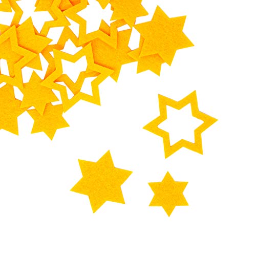 Oblique Unique® 24 Filz Sterne Weihnachtsdeko Tischdeko Weihnachten Deko 3 Motive - Farbe wählbar (Gelb)