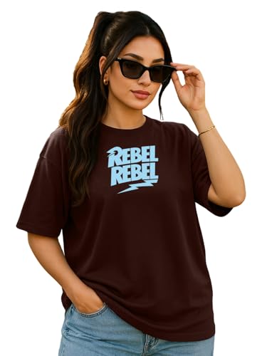 Image of Women's Printed Oversized T-Shirt with Half Sleeves and Round Neck, Soft Spun Fabric for Casual Wear (Size - S-2XL)