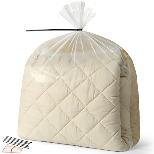 Storage Standard Large Clear Plastic Bags for Storage 6-Pack - Waterproof Extra Large Plastic Bags with Zip Ties Heavy-Duty Cover for Clothes Blankets Linens & Bedding Organization - 32 x 42 Inches