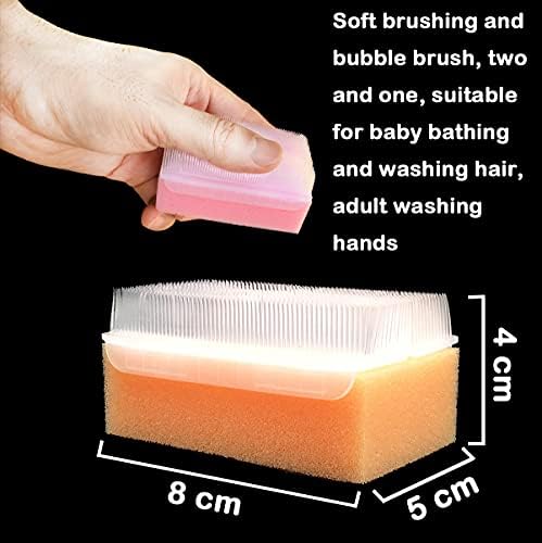 Scalp Scrubbie Baby Cradle Cap Brush Baby Bath Scrubber Sensory Brush and Sterile Bath Sponge Double Sided Brush (3 Packs)