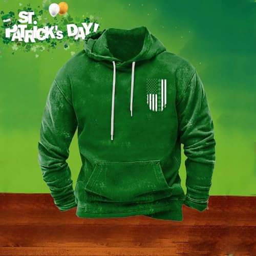 St Patricks Day Hoodies for Mens Heart Clover Graphic Pullover Irish American Flag Shamrock Sweatshirt Casual Shirt2