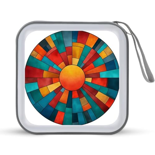 DuduYH Stained Glass Summer Festival Red Yellow CD Case DVD Storage Case Portable