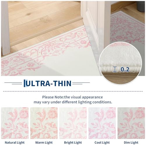 Tapete corredor rosa 2x6 con diseño floral miniatura 5
