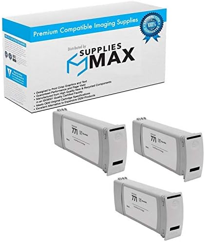 SuppliesMAX Remanufacturado de repuesto para HP DesignJet Z6200Z6600Z6800Z6810 Foto Negro Alto Rendimiento Wide Fomat Inkjet 3PK-775 ML NO 771 B6Y45A