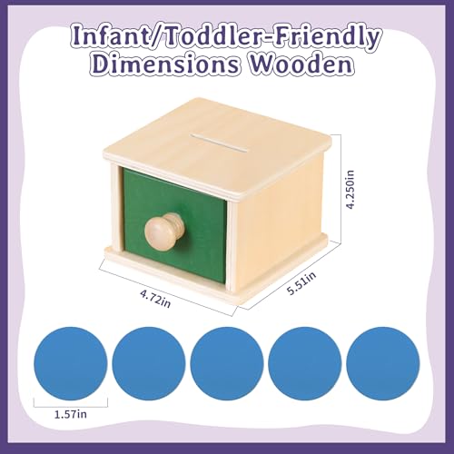 Image of Montessori Wooden Coin Box with Drawer for Baby 18+ Months, Coin Sorter Fine Motor Toys for Kids, Motessori Classroom Learning & Educational Resources Toys Gifts