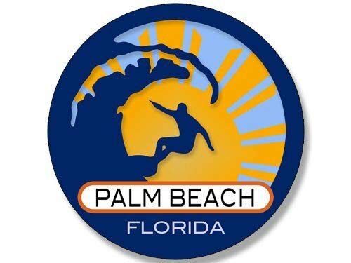 Imán redondo de 4x4 pulgadas Surfer en ola Florida miniatura 1