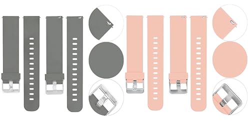 Image of ACM Pack of 2 Watch Strap Silicone Belt 22mm compatible with Beatxp Unbound Neo Smartwatch Casual Classic Band (Grey /Creame Pink)