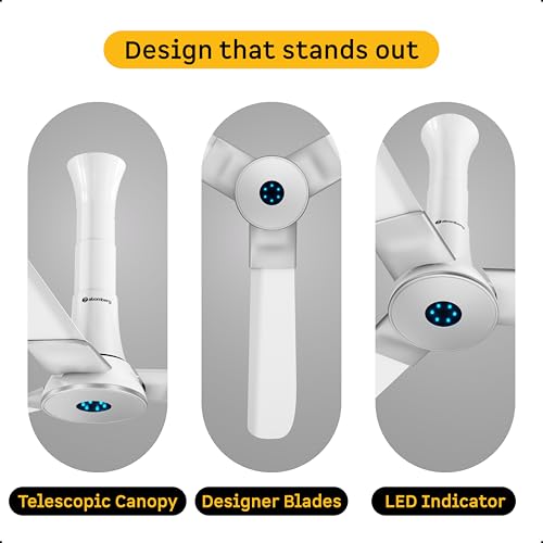 Image of atomberg Studio+ 1200mm BLDC Ceiling Fan with Remote Control | BEE 5 star Rated Energy Efficient Ceiling Fan | High Air Delivery with LED Indicators | 3 Year Warranty (Marble White)