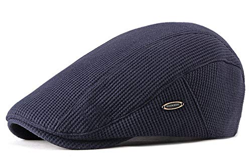 FOOKREN Herren Mütze Schiebermütze Baumwolle Schirmmütze Winter Flatcap (6Farben 55-60Cm) (Blau) Cover