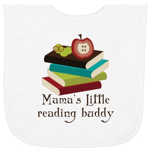 inktastic Mamas Little Reading Buddy Bookworm Baby Terry Cloth Bib
