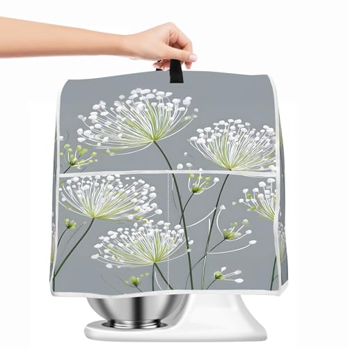 Image of Kitchen Dust Cover Compatible with 4.5 5 6 8 quart Stand Mixer, Kitchen Appliance Protective Covers with Top Handle and Pocket (Dandelion, For All 6-8 qt Mixer)