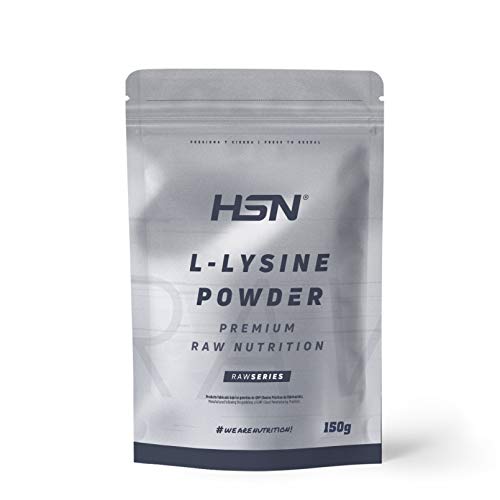 L-Lisina de HSN | 150 gr | 1500 mg de Lisina en Polvo por Dosis Diaria | 100% Pura, Sin Añadidos ni Excipientes | Aminoácido Esencial | No-GMO, Vegano, Sin Gluten