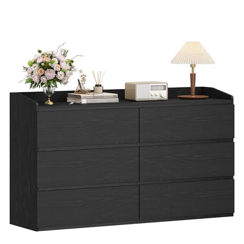 Hzuaneri Commode 138 cm, Commode à 6 tiroirs, Meuble de Rangement, Casier avec Rambarde Supérieure, Style Moderne, Convient pour Le Salon et la Chambre, 40 x...