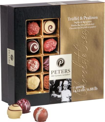 Peters Mit Genuss verführt | Trüffel & Pralinen | Mit Alkohol | Zartschmelzende Pralinés | Geschenkidee | Schokolade | Geschenk | Pralinenschachtel | Made in Germany | 400g