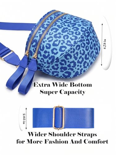 Image of Pure Colour Crossbody Bag Bum Bag for Women,Spacious Purse Fanny Packs Belt Bag,Oversized Bum Bag (Rainbow Blue Leopard Bum Bag)