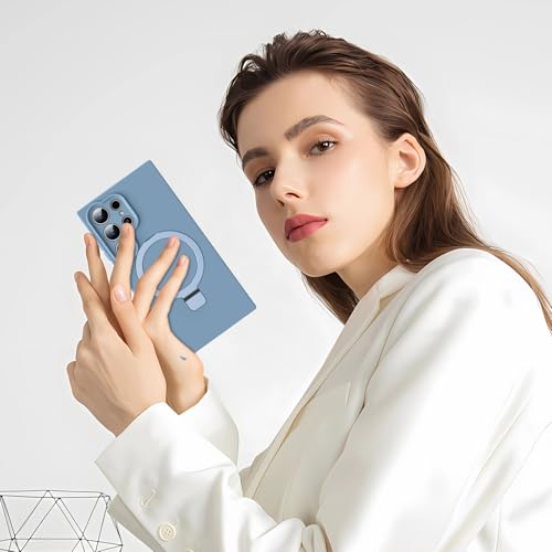 Image of Mag-Ring for Galaxy S25 Ultra Case, Liquid Silicone [Moisturizing Factor] Exreme Soft Slim Phone Case with Stand for Galaxy S25 Ultra 6.9 inch Men Women, Mint Blue