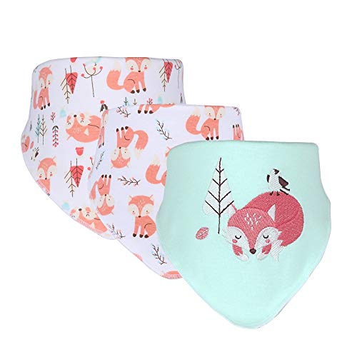 Jixin4you Bébé Bavoir Coton Bandana Bavette Mignon Triangle Lot de 3 Pièces Renard Cover