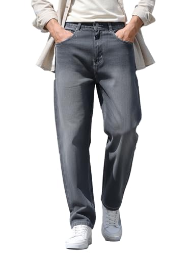 Image of Urbano Fashion Men's Loose Baggy Fit Washed Jeans Non-Stretchable
