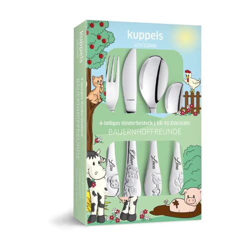 Personalisiertes Kinderbesteck Mit Namensgravur - Safari Design 4-teilig Set