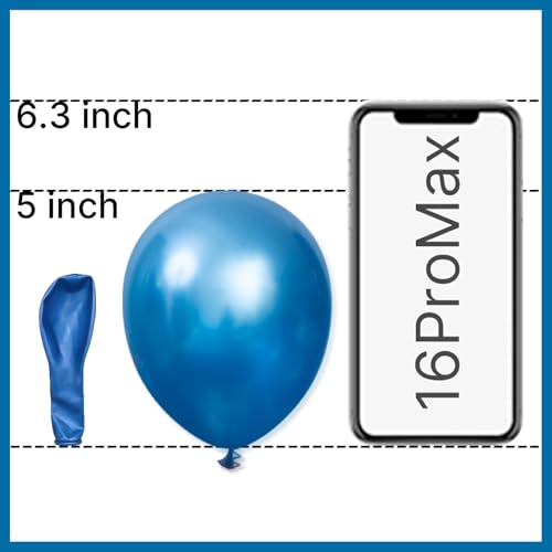 Image of PartyWoo Metallic Blue Balloons 100pcs 5 Inch Small Mini Chrome Blue Latex Balloons for Graduation Wedding Baby Shower Engagement Baby Shower Wedding Bachelorette Birthday Party Decorations Blue-G106