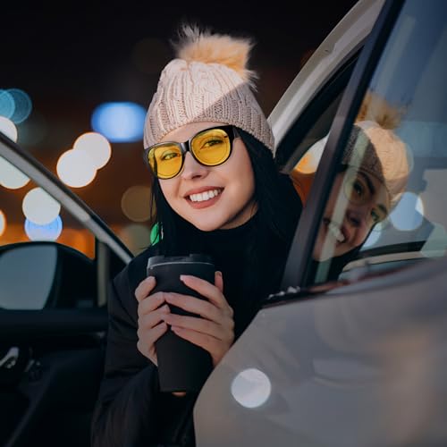 Night Glasses for Driving Women, Nighttime Vision Sight Anti Glare Reflective Yellow Driving Polarized Glasses2