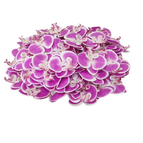 ARTIFIPLANT Fake Orchids Artificial Flowers Heads, 3.5''Fake Orchid Heads for Wedding Floral Bouquet Decor DIY Craft Making Bridal Shower Photography Props (80, Rose red with White Edge) by ARTIFIPLANT - Used condition - US$10.36
