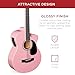 Best Choice Products Acoustic Electric Bass Guitar, Full Size 4 String, Fretted Bass Guitar w/Padded Gig Bag - Pink