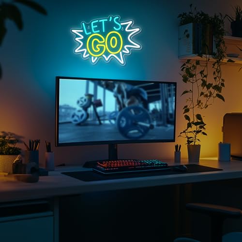 Image of Let's Go Neon Sign Led Light USB Powered Dimmable Let's Go Neon Light Sign for Home Bedroom Club Gym Bar Wall Bachelorette Party Wedding Decor