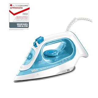 Braun Texstyle 3 SI3053BL Ferro da Stiro a Vapore con 5 ANNI DI ASSISTENZA, Autospegnimento, Riempimento Facile, 270ml, potente getto vapore da170 g/m, Punta di precisione, Azzurro Chiaro