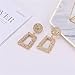 coadipress Gold Statement Geometric Dangle Earrings for Women Gold Rectangle Geometric Dangle Earrings Wavy Raised Statement Earrings Shiny Round Drop Earrings Wedding Party Fashion Jewelry (gold)