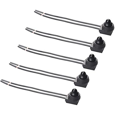 Gebildet 5pcs 12V Push Button Switch Waterproof On-Off Light Prewired Switches For Motorcycle/Car(Black) Cover